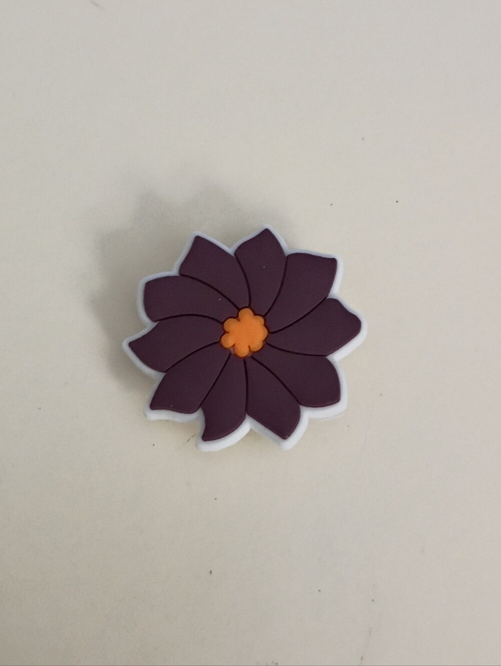 10 for $10 Jibbitz Croc Charm - Dark Purple Flower Multiple Petals Orange Pistol